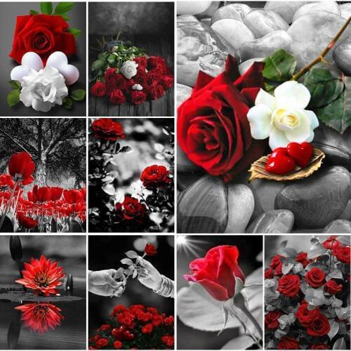 5D DIY Diamond Painting Full Square Floral Rose Kit Diamond Embroidery Flowers Picture of Rhinestones Decor Gift Diamond Mosaic