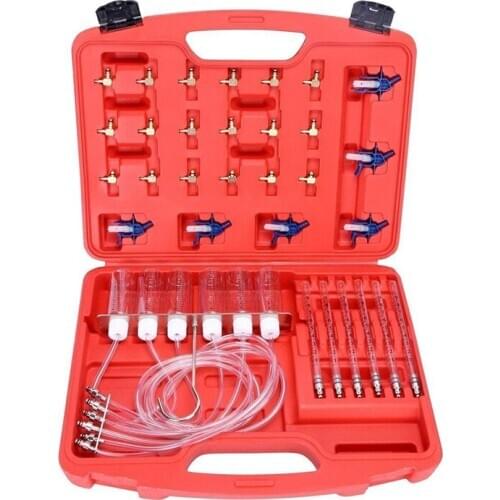 6 Cylinde Diesel Injector Flow Meter Adaptor Set Common Rail Leak Off Tester Kit