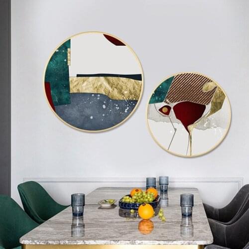 Abstract Modern Nordic Geometry Marble Golden Canvas Paintings Wall Art Posters Prints Picture For Living Room Home Office Decor