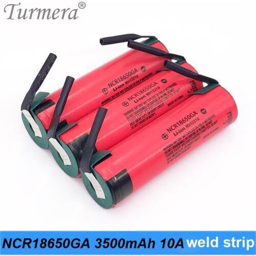 NEW NCR18650GA 3500mAh 3.6v 10A +welding slodering strip18650 Battery for screwdriver tool battery and flashlight,power bank MA6