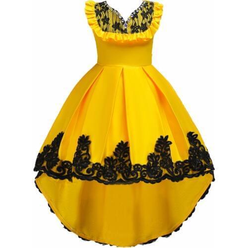 Kids Party Dresses For Girls Child Halloween Princess Mermaid Dress Baby Girl Bow Beading Sleeveless V-Neck Dress For 4-16 Years