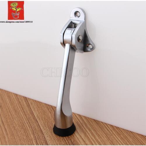 CHICOO Door Fittings Zinc Alloy Feet Kickdown Door Stopper Satin Chrome Lever Door Holder Rubber Door Stop Hardware door buffer