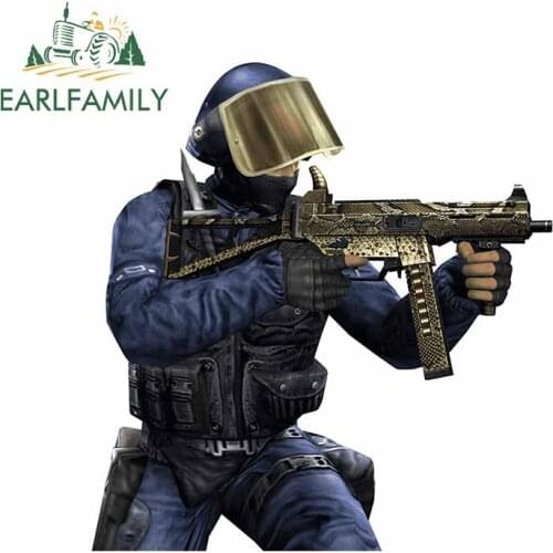 EARLFAMILY 13cm x 12.5cm for CSGO Police DIY Motorcycle Car Stickers Fashion Fine Decal Anime Waterproof Windshield Decoration