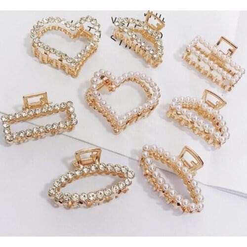 1PC 7 Design Geometric Pearl Hair Claws Women Girls Hair Clips Elegant Women Decorations Hair Styling Accessories