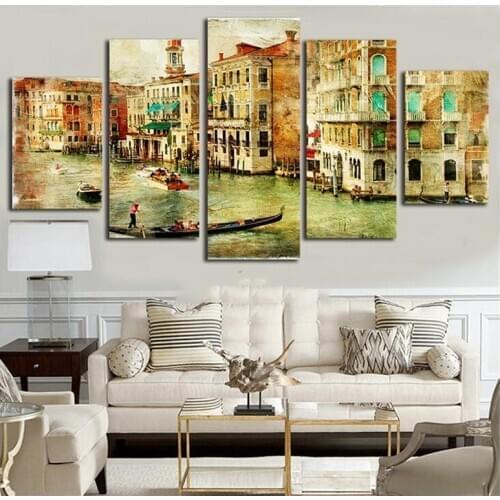 5 Pcs Venice Water City Boat DIY 5D Diamond Painting Cross Stitch Mosaic diamond embroidery Needlework Patterns diamond art