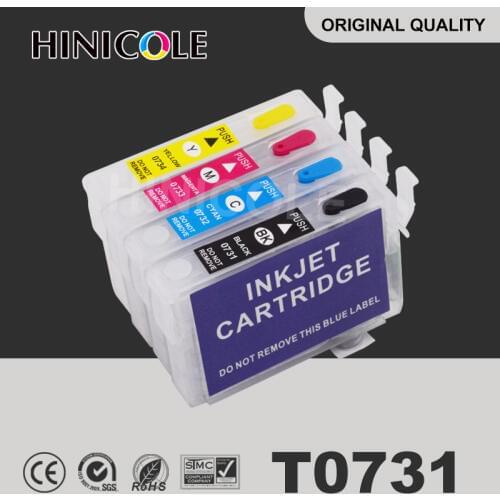 Hinicole Ink Cartridge T0731 T0732 T0733 T0734 For Epson Stylus TX102 TX103 TX121 C90 C92 C110 CX3900 Refill Cartridges