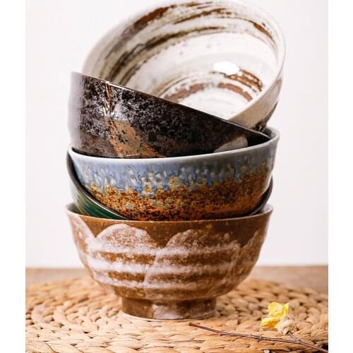 Ceramic Japanese Style Tableware Soup Noodle Bowl Steaming Bowl Underglaze Color Lamian Noodles Instant Noodle Bowl Noodle Bowl
