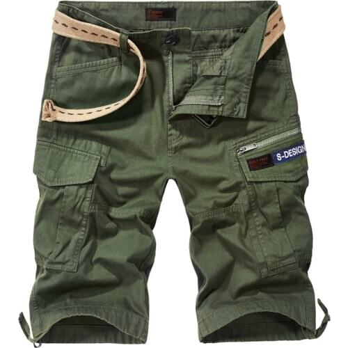 Summer Cargo Short Men Casual Straight Cotton Breathable Mens Shorts Bermuda Masculina Multi-pockets Outdoor Beach Short Male