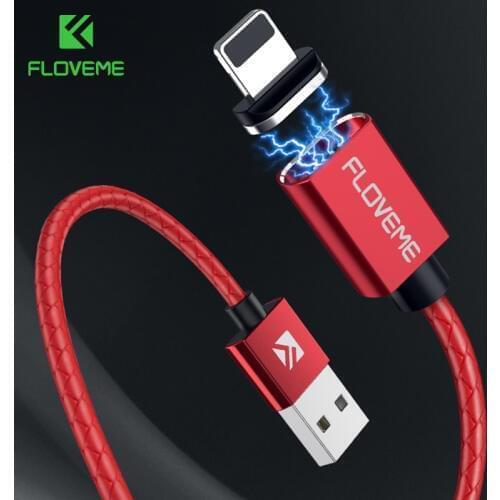 FLOVEME 2.4A Magnetic USB Cable For iPhone XS Max XR X 7 8 Plus 6 6s 1M Fast Charging Phone Magnetic Charger For iPad Air Mini