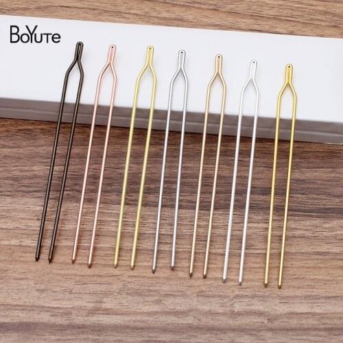 BoYuTe (10 Pieces/Lot) 125*2MM Y Shaped Metal Brass Hair Stick Diy Hair Jewelry Accessories Wholesale