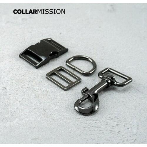 Metal buckle+Tri-Glid+D ring+metal dog clasp/set)retailing 25mm for high quality pet collar leash set harness DIY parts