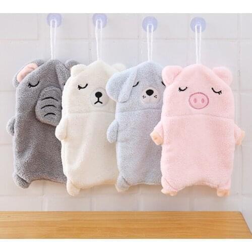 Cute Baby Hand Towels Cartoon Animal Soft Household Coral Velvet Baby Multi Purpose Lovely Pattern Wipe Wet Hand Hanging Towels