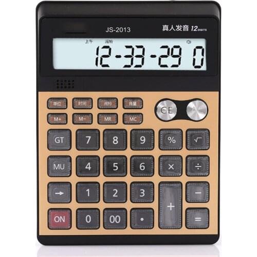 Desktop Calculator 12-Digits LCD Display Electronic Calculator Big Buttons Multifunctional office stationery Alarm Function