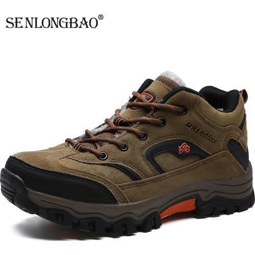 New Winter Keep Warm Mens Boots Suede Leather Ankle Boots Plush Snow Boots Men Outdoor Lace-Up Hiking boots Big Size 38-47