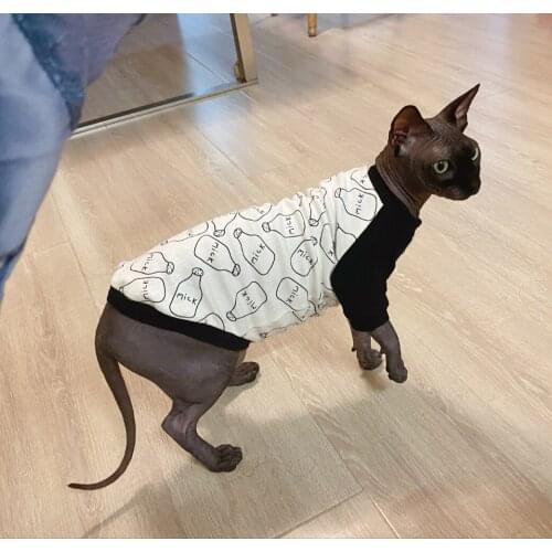 Sphinx hairless cat German cat pure cotton clothes tide brand fashion spring and summer thin T-shirt