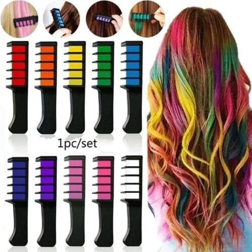 10 Colors Disposable Temporary Dye Stick Mini Hair Dye Comb Hair Dye Chalk Make Up Hair Dye Brush -Easy To Color And Clean