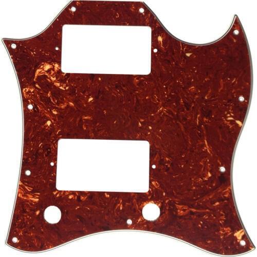 Pleroo Custom Guitar Parts - For SG Full Face Guitar Pickguard Scratch Plate With PAF Humbuckers , 4 Ply Red Tortoise
