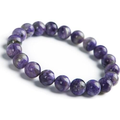 Genuine Natural Purple Charoite Gems Round Loose Beads Jewelry Charm S Bracelet 10mm