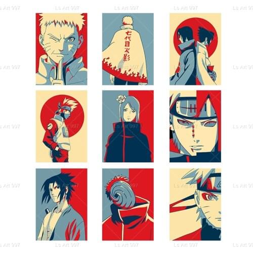 Naruto Retro Japanese Anime Poster Sasuke Itachi Vintage Wall Art Canvas Painting Nordic Decor Pciture Living Room Decoration
