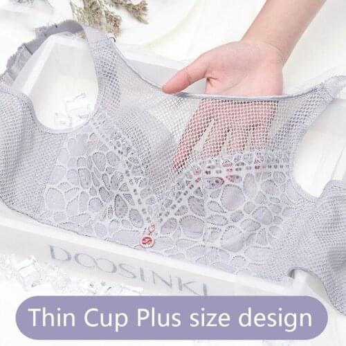 Sexy French Style Ultra thin Lace Bra Girls 3/4 Cup Lingerie Deep V Wireless Underwear Soft Thin bras for women