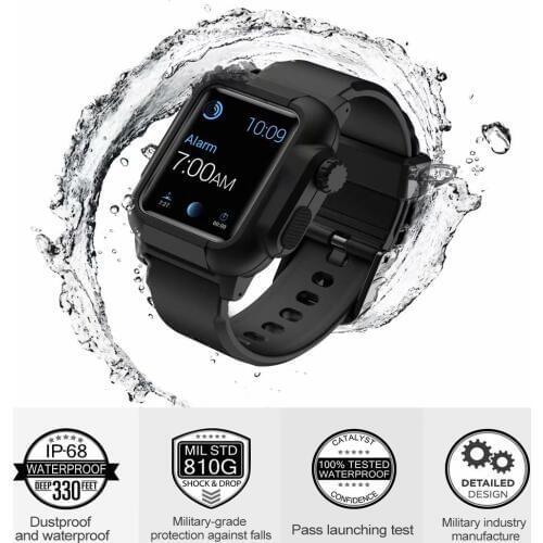 For Apple Watch Series 5 4 3 2 Case with Silicone Band for iWatch Cover 42 /44mm New Waterproof Shockproof Impact Resistant Case