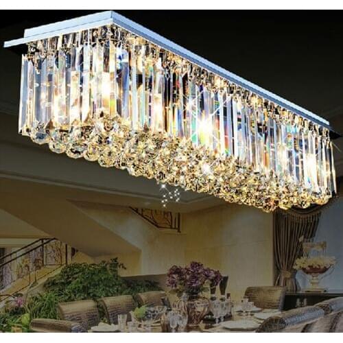 Rectangular crystal lamp LED bar counter crystal chandelier restaurant lights modern living room lights hall aisle ceiling lamp
