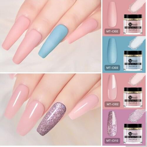 Mtssii Dipping Nail Powder Pure Nail Color Natural Dry Colorful Nail Art Pigment Dust Shimmer Glitter Powder Without Lamp Cure