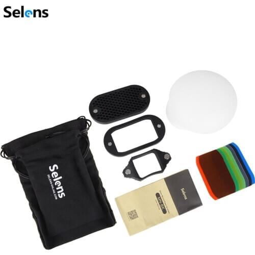 Selens 7 Color Filters Honeycomb Grids Light Sphere Bounce Snoot Grip Lighting Modifier with Magnetic for Flash Accessories Kit