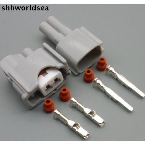 Shhworldsea 2 Way 2 pin 2.2MM Car auto Injector nozzle Connector Methanol refit plug waterproof female plug For Toyota Corolla