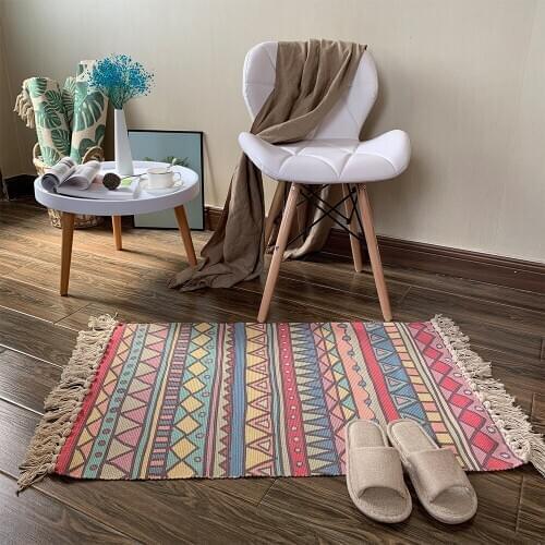 Nordic Tassel Carpet Muslim Cotton and Linen Rugs Home Decoration Living Room Sofa Blanket Bedroom Weave Bohemia Style Mats