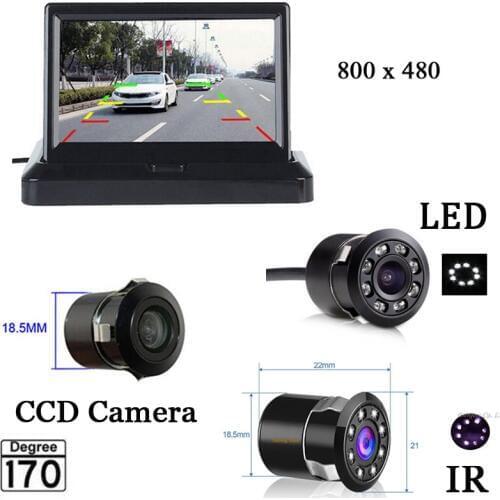 Hot sale Foldable Auto Parking System HD 4.3 Inch Car Rearview Mirror Monitor with 170 Degrees Waterproof for rear view camera