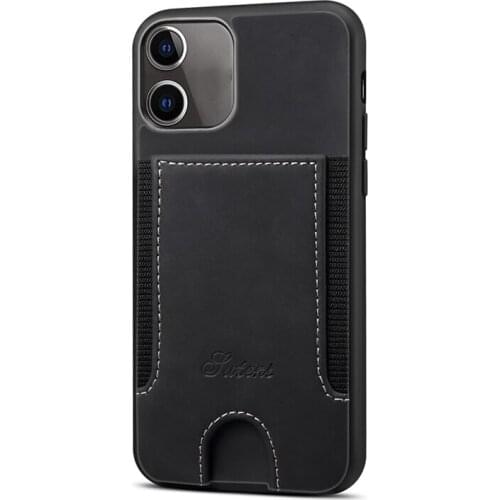 Comfortable Leather Drop Protector Cover for iPhone 12 Pro Card Bag Wallet Purse