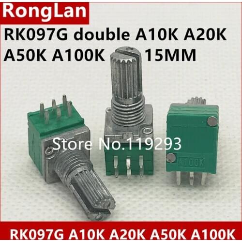 RK097 097 Special audio amplifier high-precision 097 double potentiometer switch RK097G A5K A10K A20K A50K A100K 15MM--50PCS