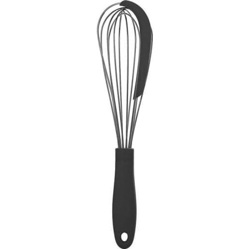 304 Stainless Steel Balloon Whisk with Silicone Scraper - Elegant Handle & Thick Wire Balloon Whisk for Mixing