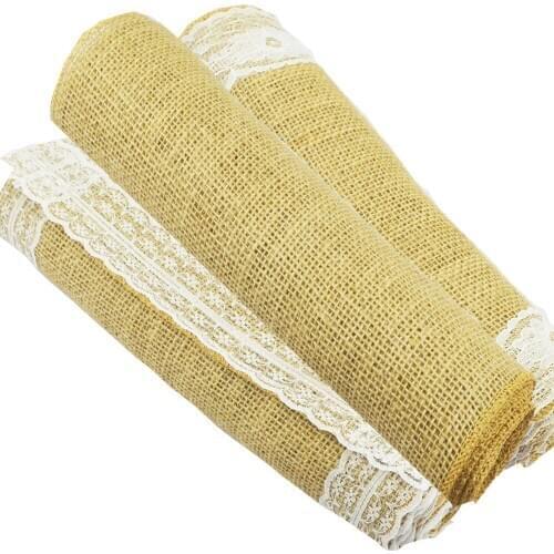 Natural Jute Vintage Table Runner Wedding Table Decorations Lace Hessian Rustic Table Runners Table Cover Home Hotel Supplies