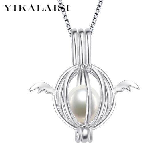 YIKALAISI 925 Sterling Silver Jewelry new cage Pendants Pearl Jewelry Natural Freshwater AAAA Pearl 45cm For Women Gift