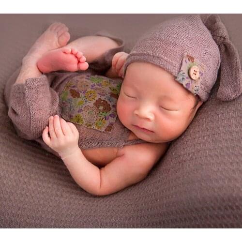 Ylsteed Newborn Photography Clothes Baby Boy Girl Photo Props Infant Shooting Outfits Newborn Romper Set Baby Knot Hat