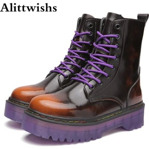 Plus Size 35-42 Genuine Leather Platform Women Boots Autumn Winter Comfortable Chunky Boots Fashion Lace Up Lady Shoes Footwear