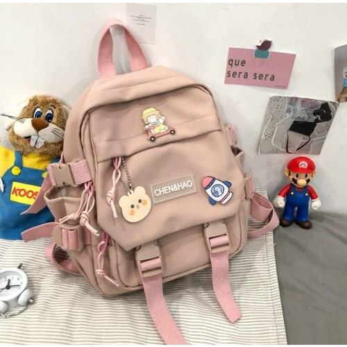 Women Backpack Shoulder Crossbody Bag Nelon Anti-thief Cartoon Solid Color New School Bag For Teenager Girls Female Purse