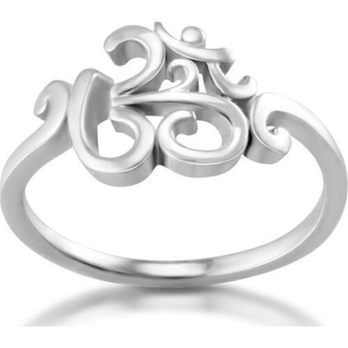100% 925 Sterling Silver women high quality fine silver om ohn india symbol yoga jewelry ring sterling silver rings
