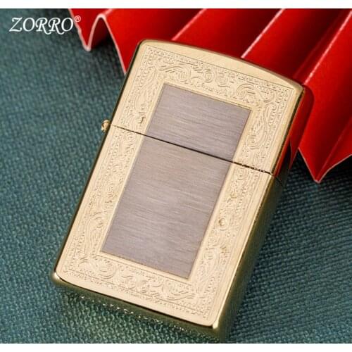 Zorro Classical Deep carved pure copper Kerosene gasoline petroleum oil cigarette lighter Vintage grinding wheel cigar igniter