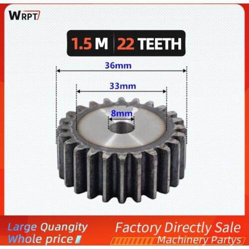 1Pcs 1.5M22T, precision spur gear 1.5 modulus 22 teeth thick 15mm 45# steel spur gear tooth surface induction hardening