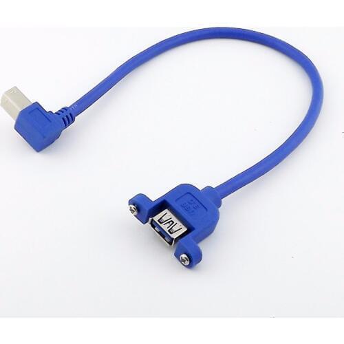 10pcs 1FT USB 3.0 A Female Panel Mount to B Male Right Angled Printer Data Sync Cable