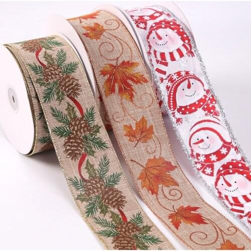25 yards/roll 6.3cm Christmas Gift Box Decorations Ribbons Burlap Ribbon Linen Ribbon DIY Ribbon craft supplies For Crafts