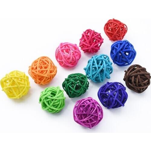 3cm 300pcs/lot Artificial Straw Ball For Birthday Party Wedding Decoration Rattan ball Christmas Decor Home Ornament Supplies
