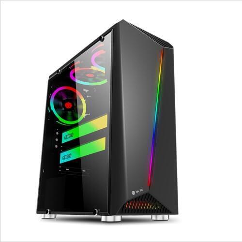 38*18*43.5cm computer chassis case+RGB fans+Control panel+Water cooling set ATX Tempered Glass USB 3.0 PC Chassis