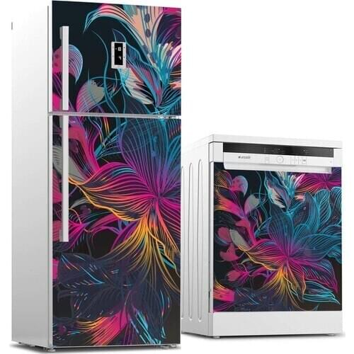 3D Custom Dishwasher Refrigerator Contact Paper Art Flower Wall Freezer Decal Film Panel Cover Wall Sticker Home Decor Gift