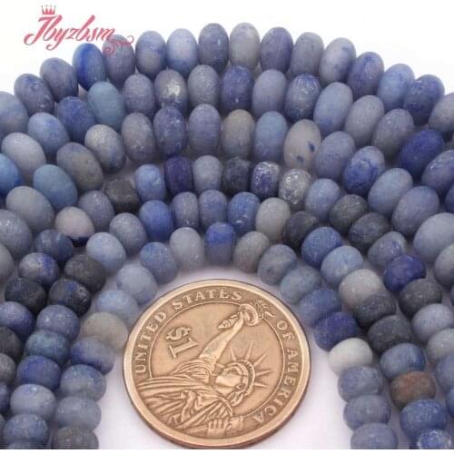 3x6 4x8mm Rondelle Frosted Blue Aventurine Stone Spacer Loose Beads 15" For DIY Bracelet Necklace Jewelry Making,Free Shipping