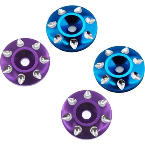 4 Pcs Metal Tail Wing M3 Screws Washers for 1/8 1/10 Scale Off Road Buggy Truck RC Cars,Purple & Blue