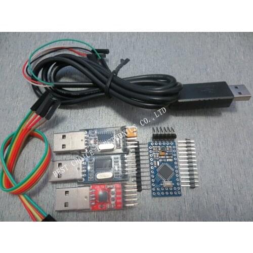 5pcs/lot =1PCS PL2303+1PCS CP2102+1PCS CH340 USB TO TTL+1PCS Pro Mini Module Atmega328 5V +1pcs usb line